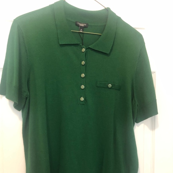 Talbots NWT Green polo button shirt  short sleeve size misses XL - Picture 1 of 7